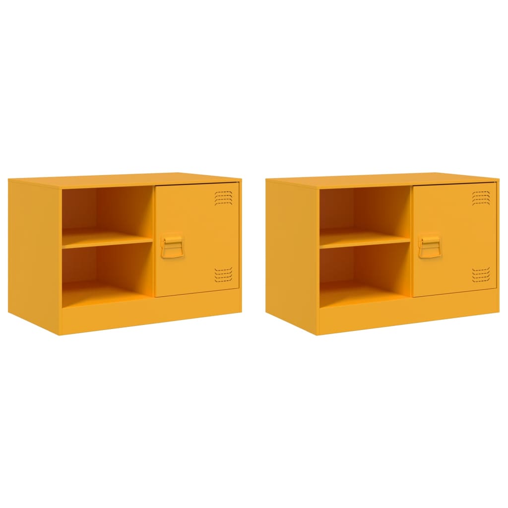 Meubles TV 2 pcs jaune moutarde 67x39x44 cm acier