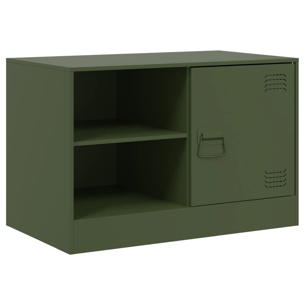 Meuble TV vert olive 67x39x44 cm acier