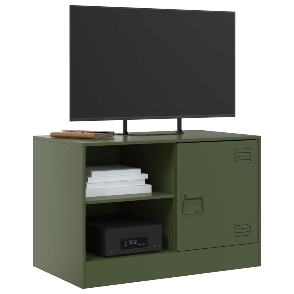 Meuble TV vert olive 67x39x44 cm acier