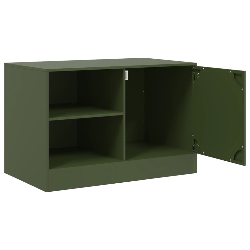 Meuble TV vert olive 67x39x44 cm acier