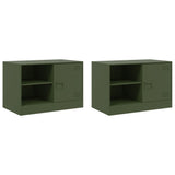 Meubles TV 2 pcs vert olive 67x39x44 cm acier