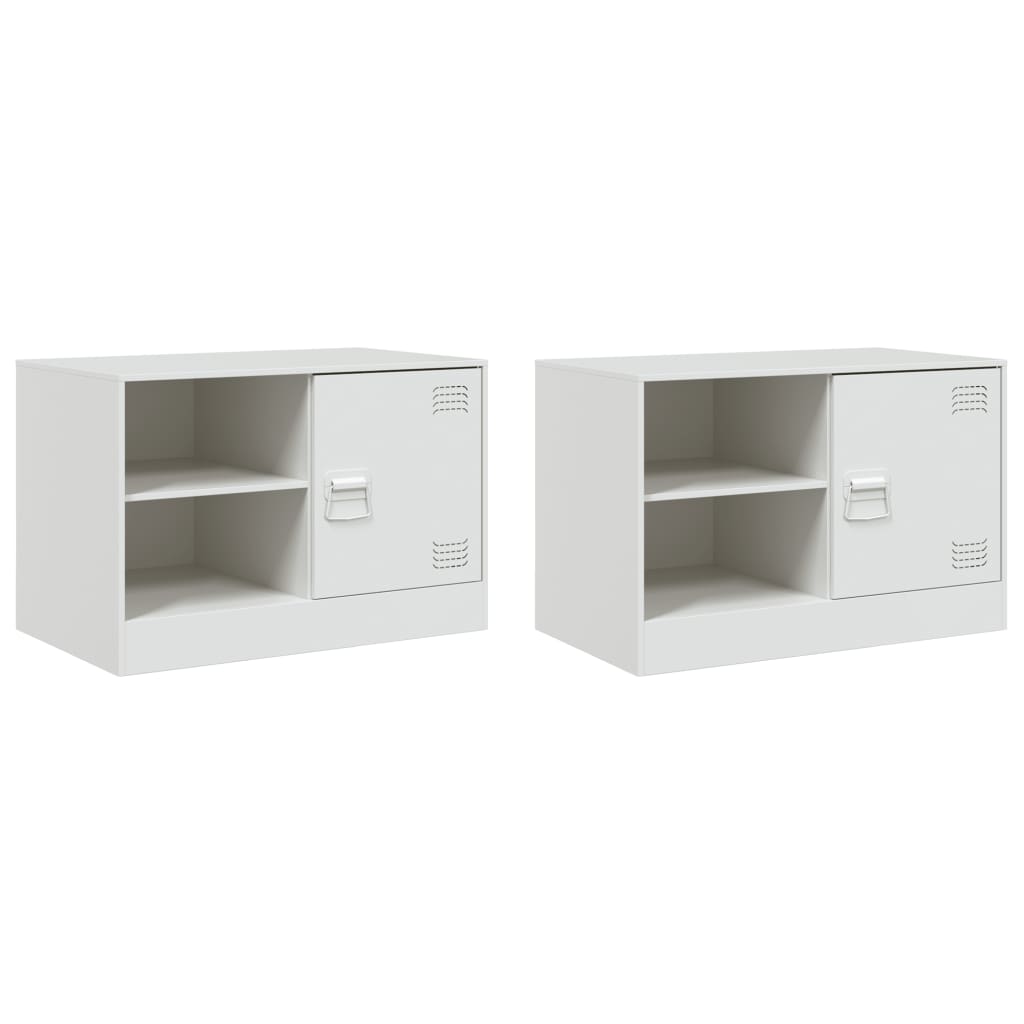 Meubles TV 2 pcs blanc 67x39x44 cm acier