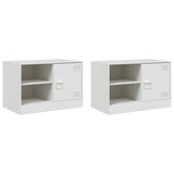 Meubles TV 2 pcs blanc 67x39x44 cm acier