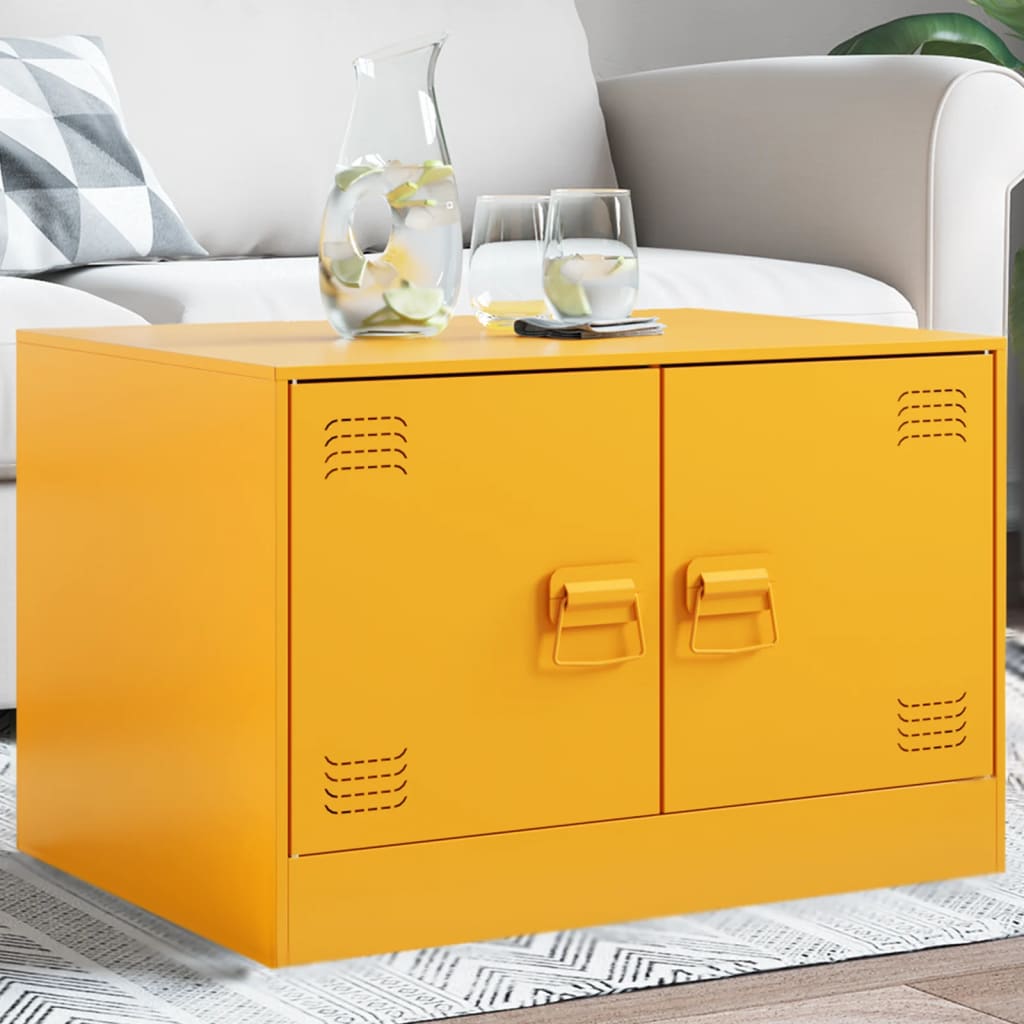 Table basse Jaune moutarde 67x50x44 cm acier