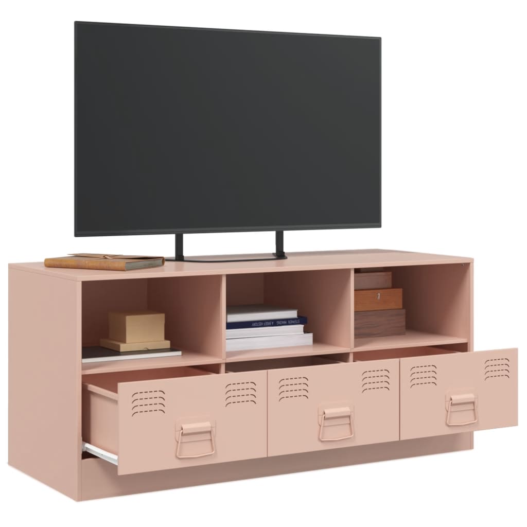 Meuble TV rose 99x39x44 cm acier