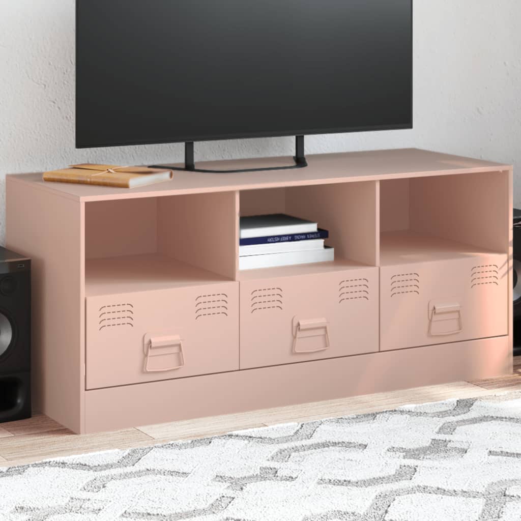 Meuble TV rose 99x39x44 cm acier