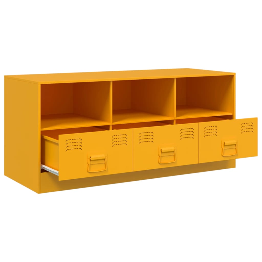 Meuble TV jaune moutarde 99x39x44 cm acier