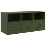 Meuble TV vert olive 99x39x44 cm acier