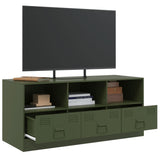 Meuble TV vert olive 99x39x44 cm acier