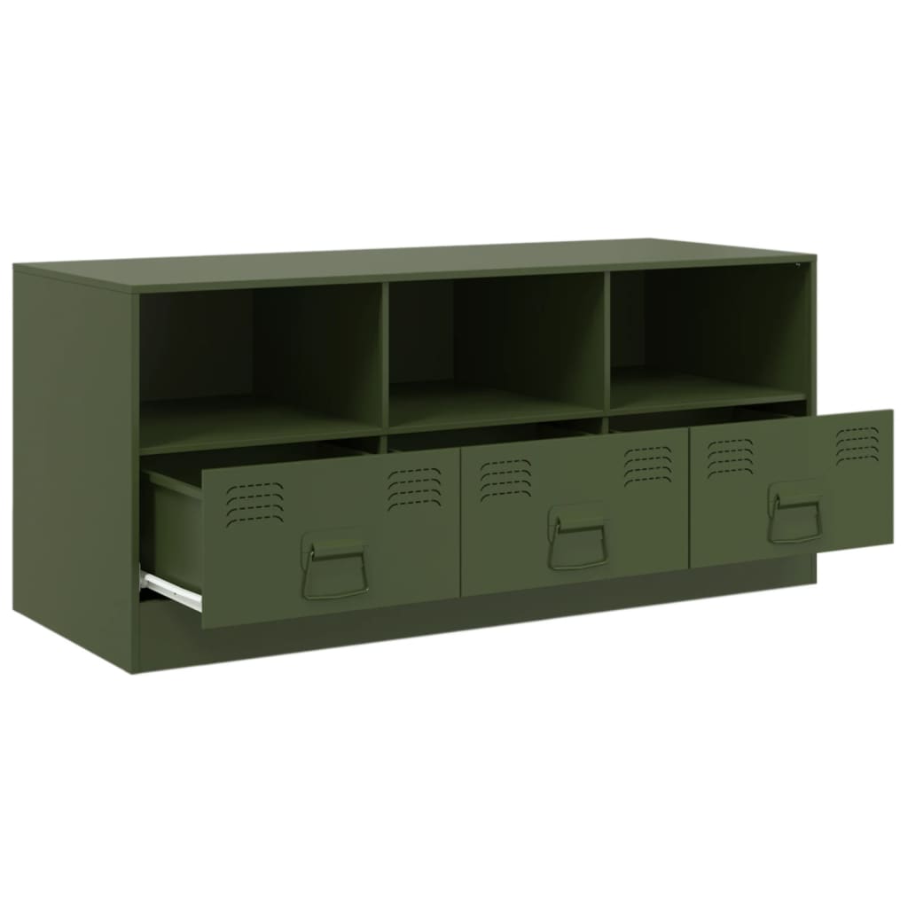 Meuble TV vert olive 99x39x44 cm acier