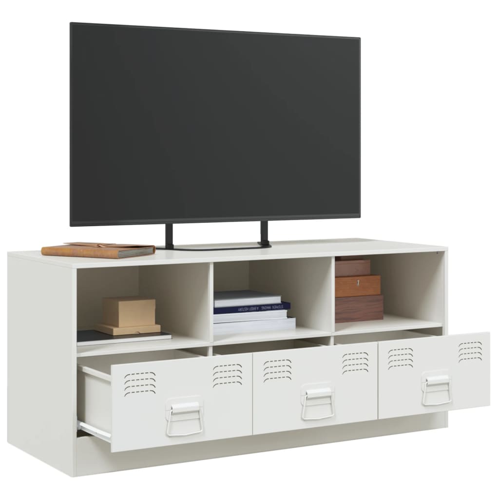 Meuble TV blanc 99x39x44 cm acier