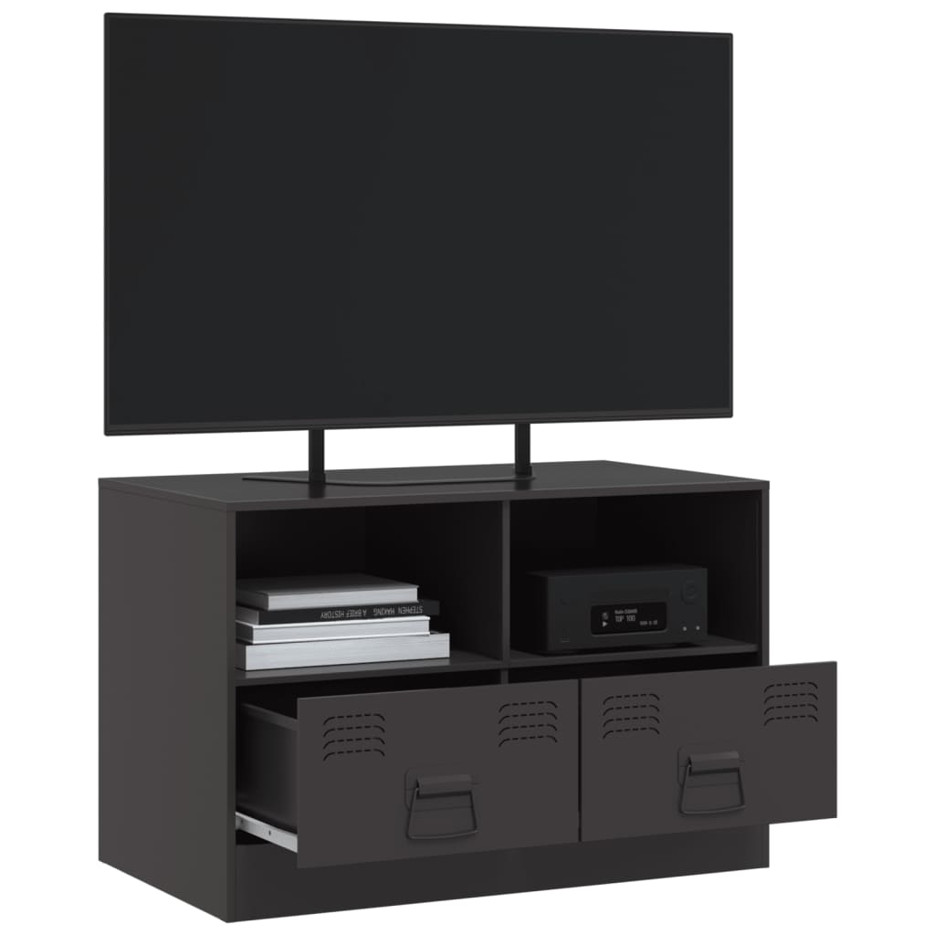 Meuble TV noir 67x39x44 cm acier