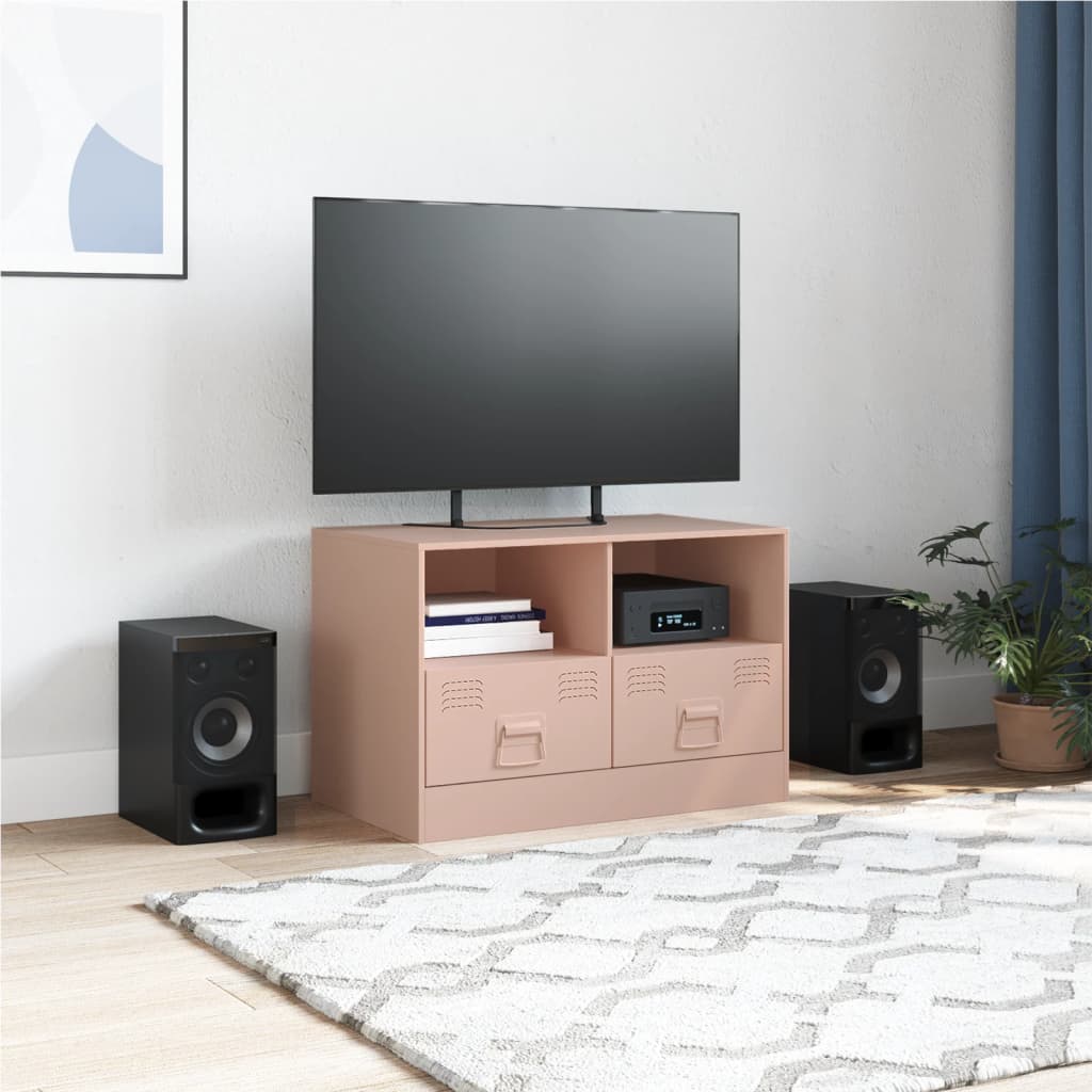 Meuble TV rose 67x39x44 cm acier