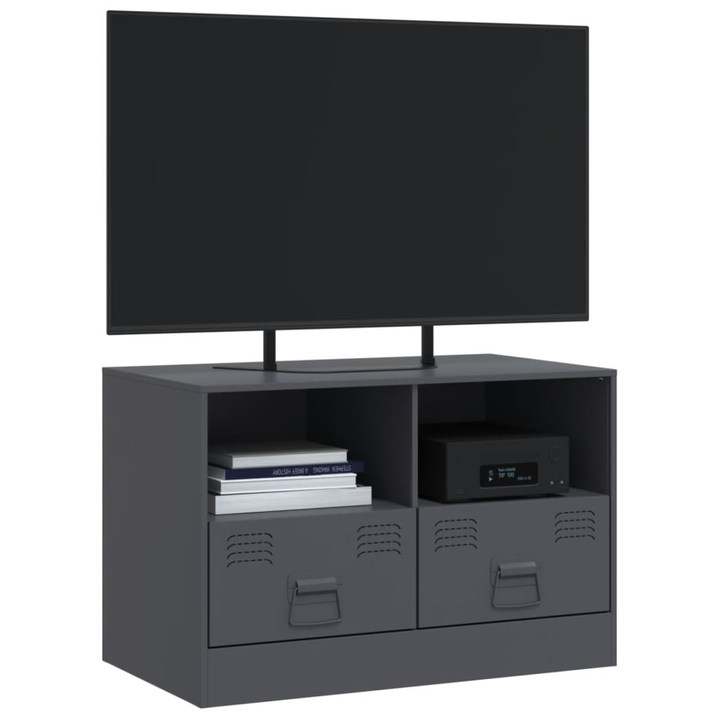 Meuble TV anthracite 67x39x44 cm acier