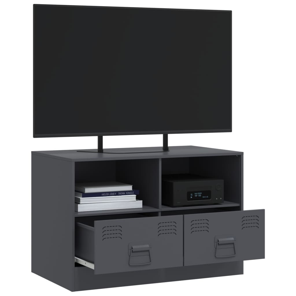 Meuble TV anthracite 67x39x44 cm acier