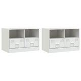 Meubles TV 2 pcs blanc 67x39x44 cm acier