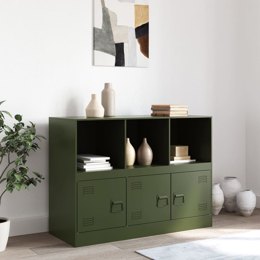 Buffet vert olive 99x39x73 cm acier