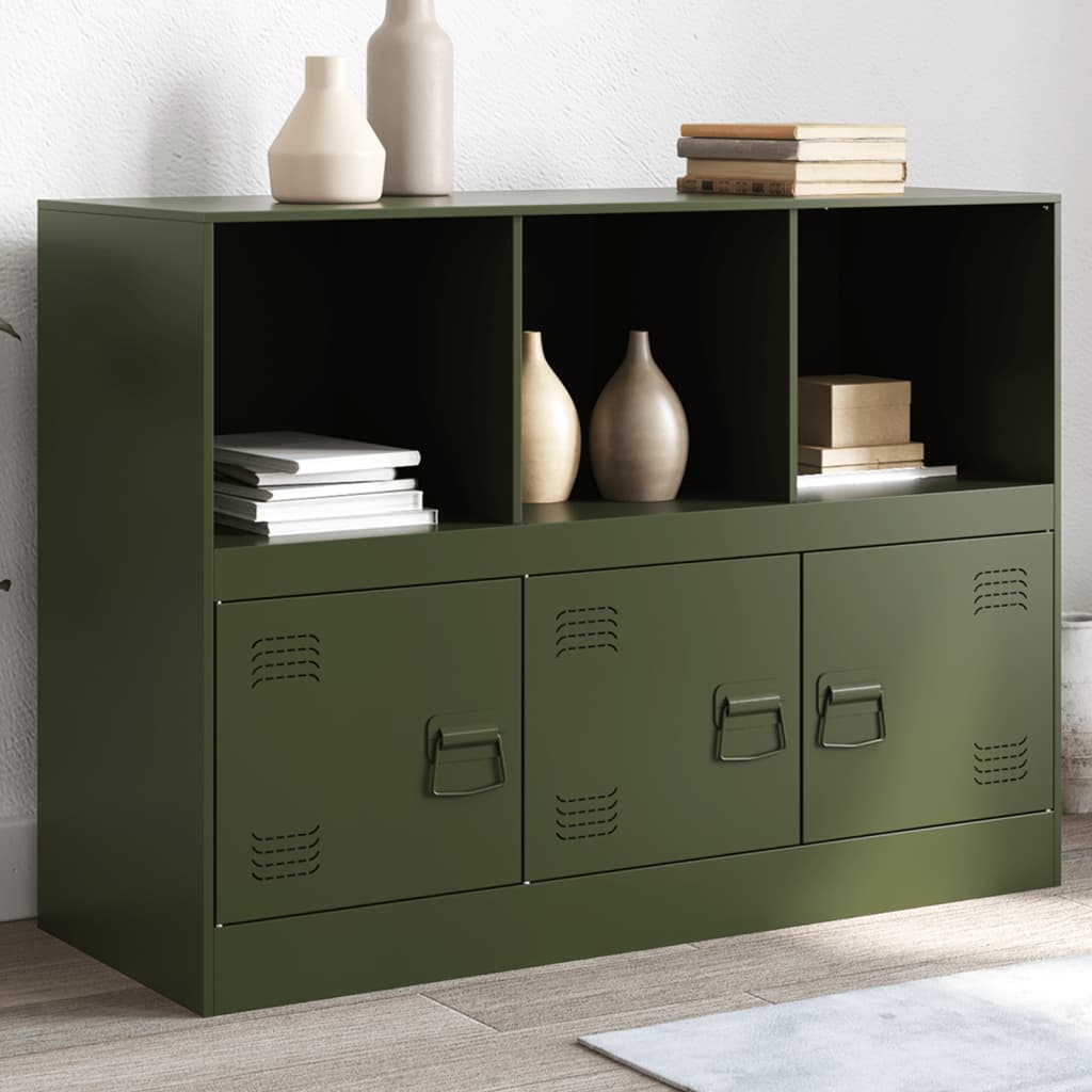 Buffet vert olive 99x39x73 cm acier