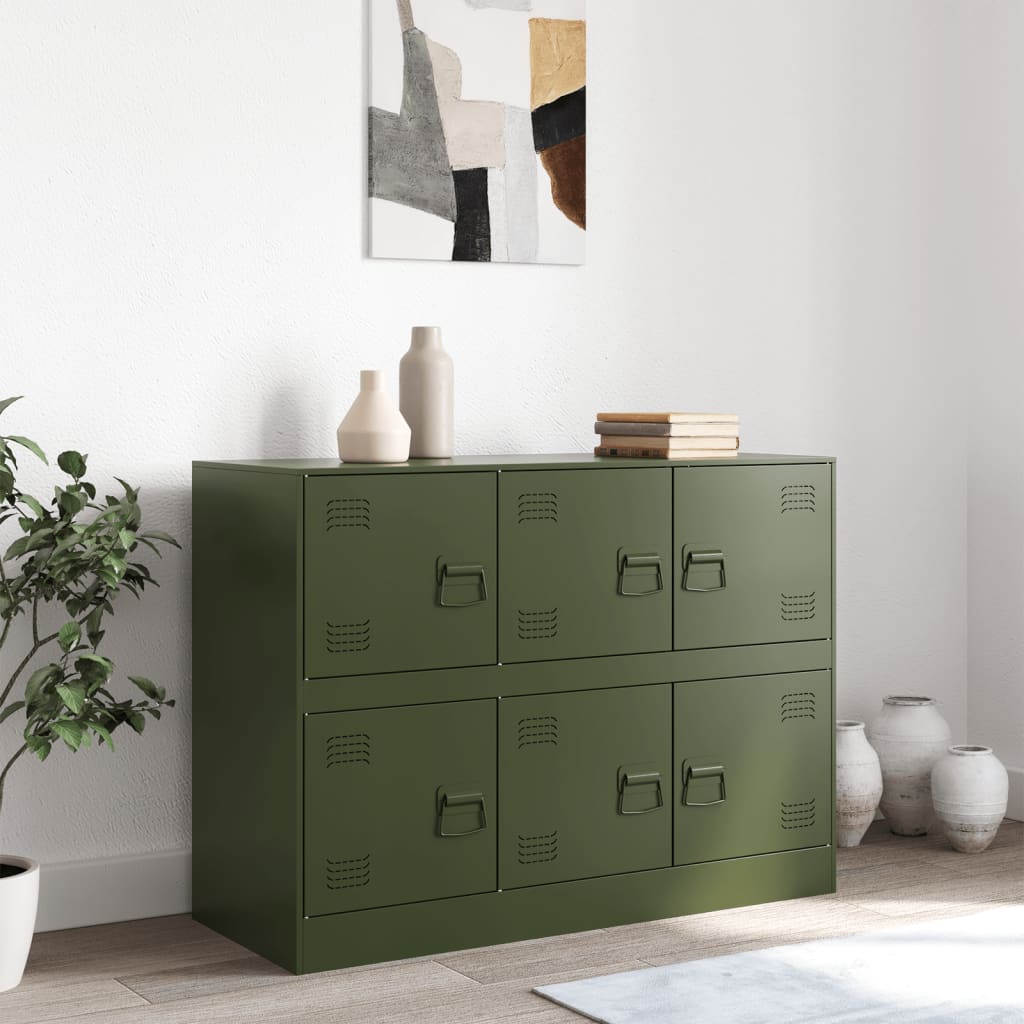 Buffet vert olive 99x39x73 cm acier