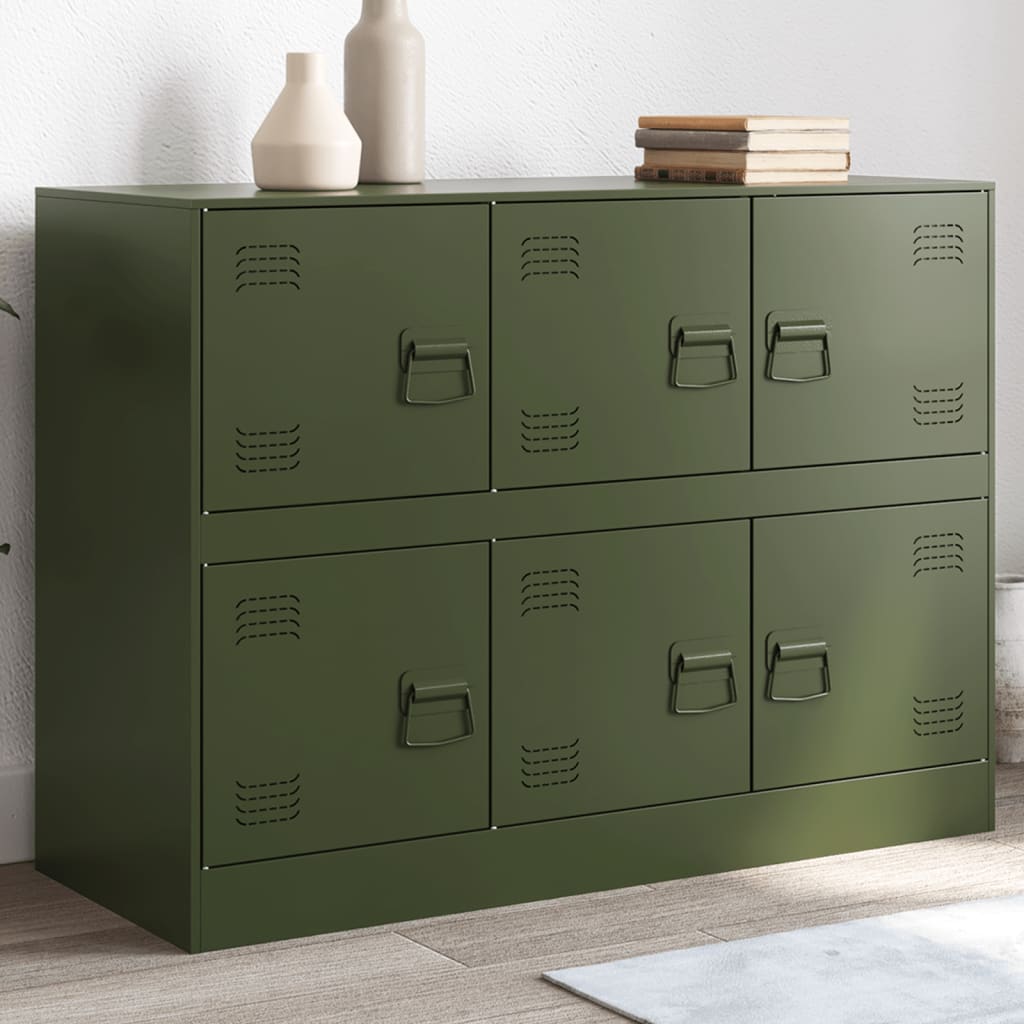 Buffet vert olive 99x39x73 cm acier