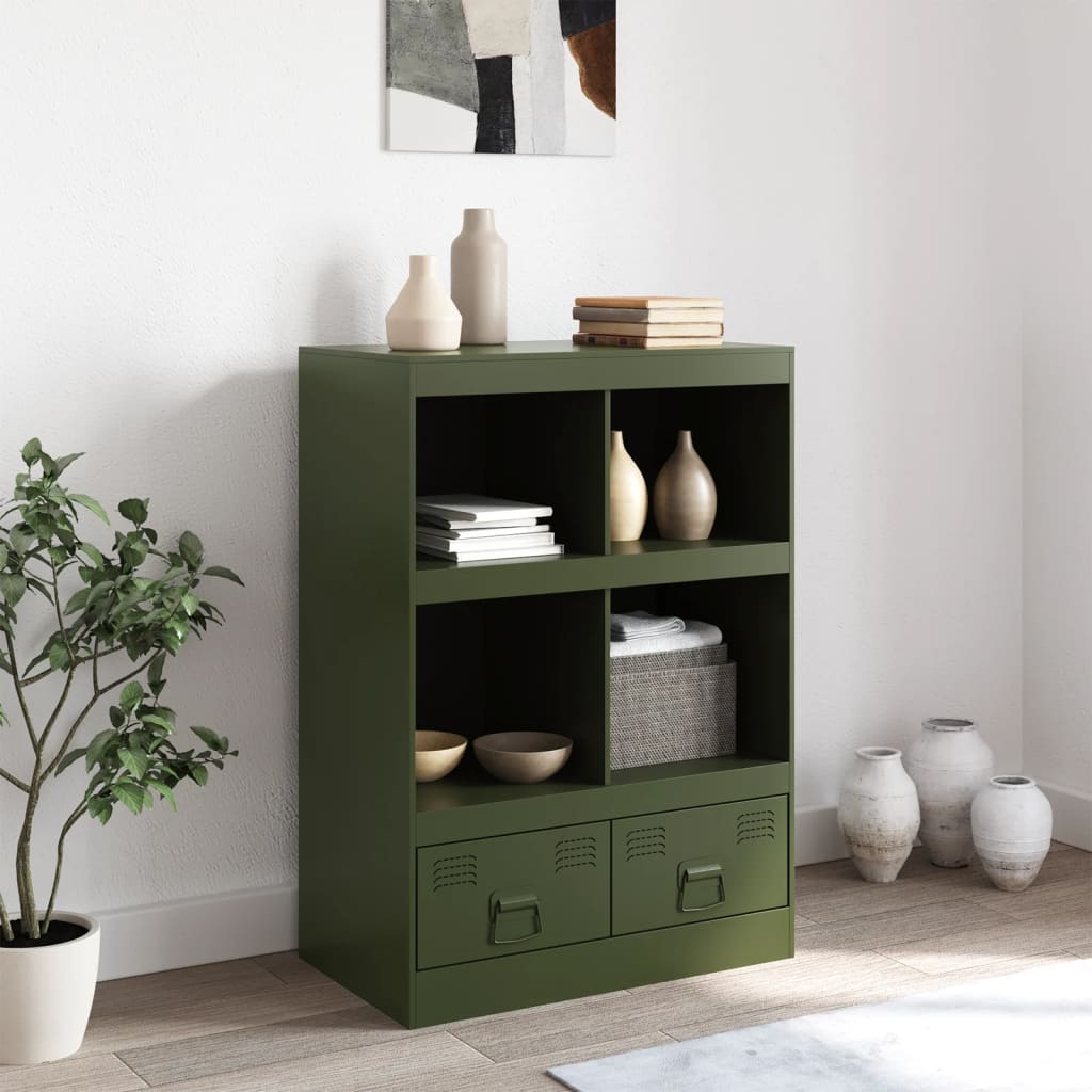 Buffet vert olive 67x39x95 cm acier