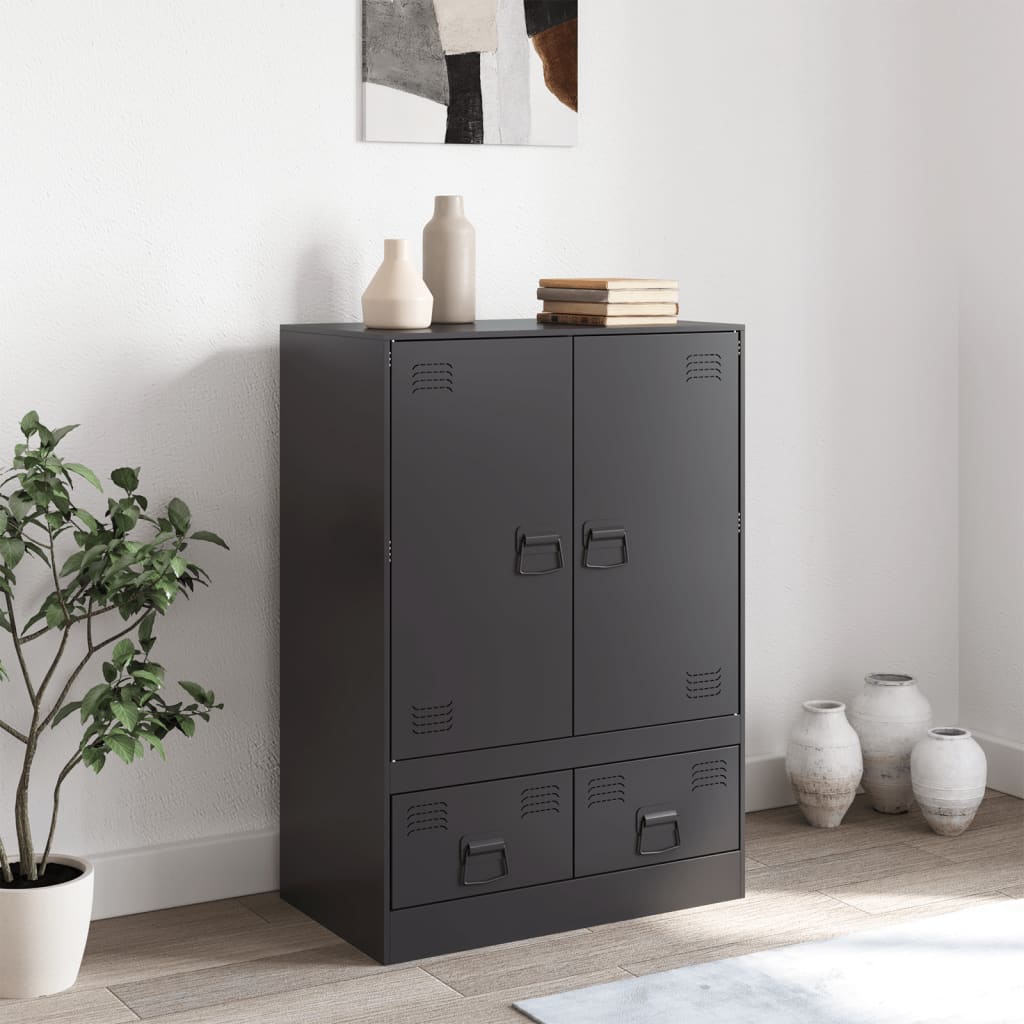 Buffet haut noir 67x39x95 cm acier