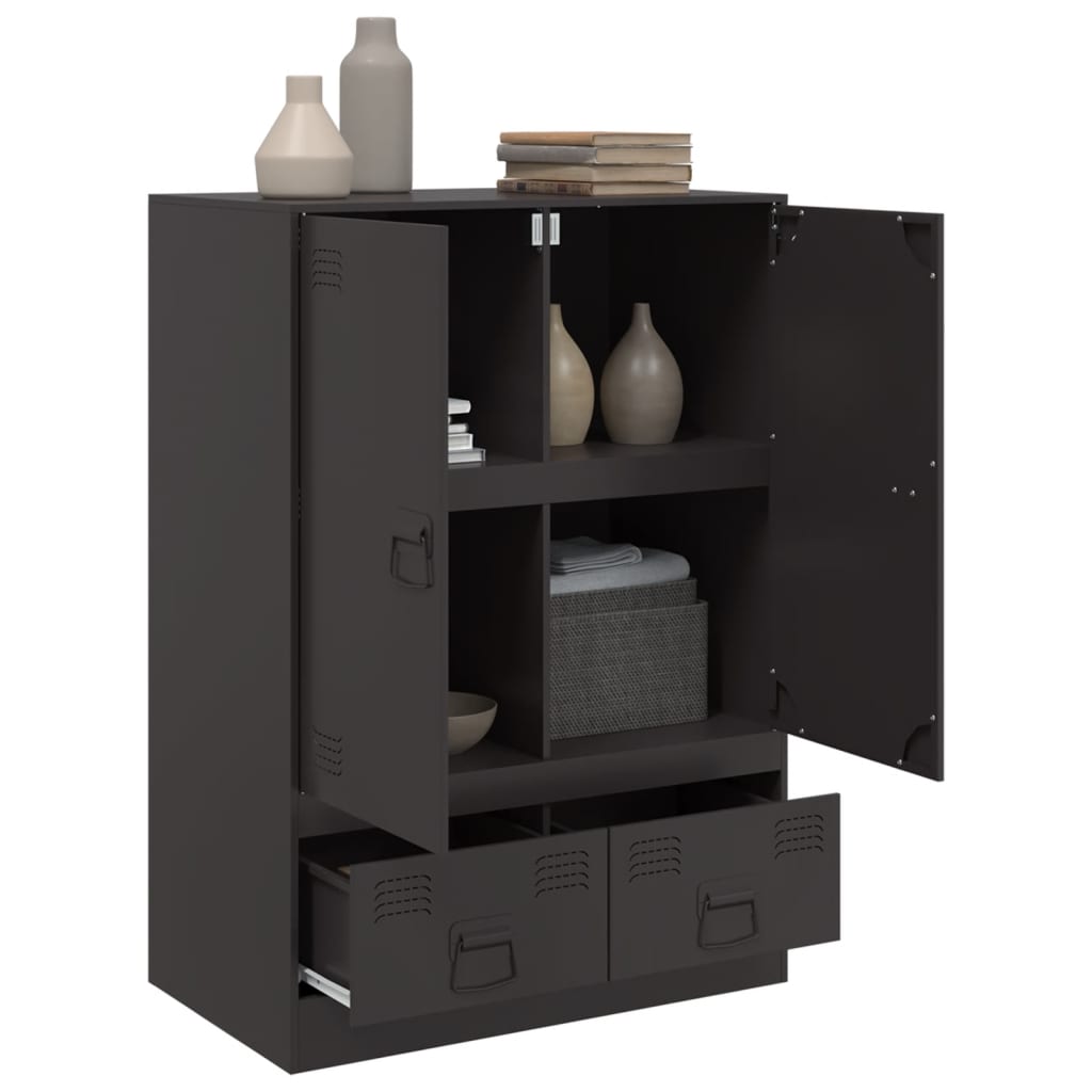 Buffet haut noir 67x39x95 cm acier