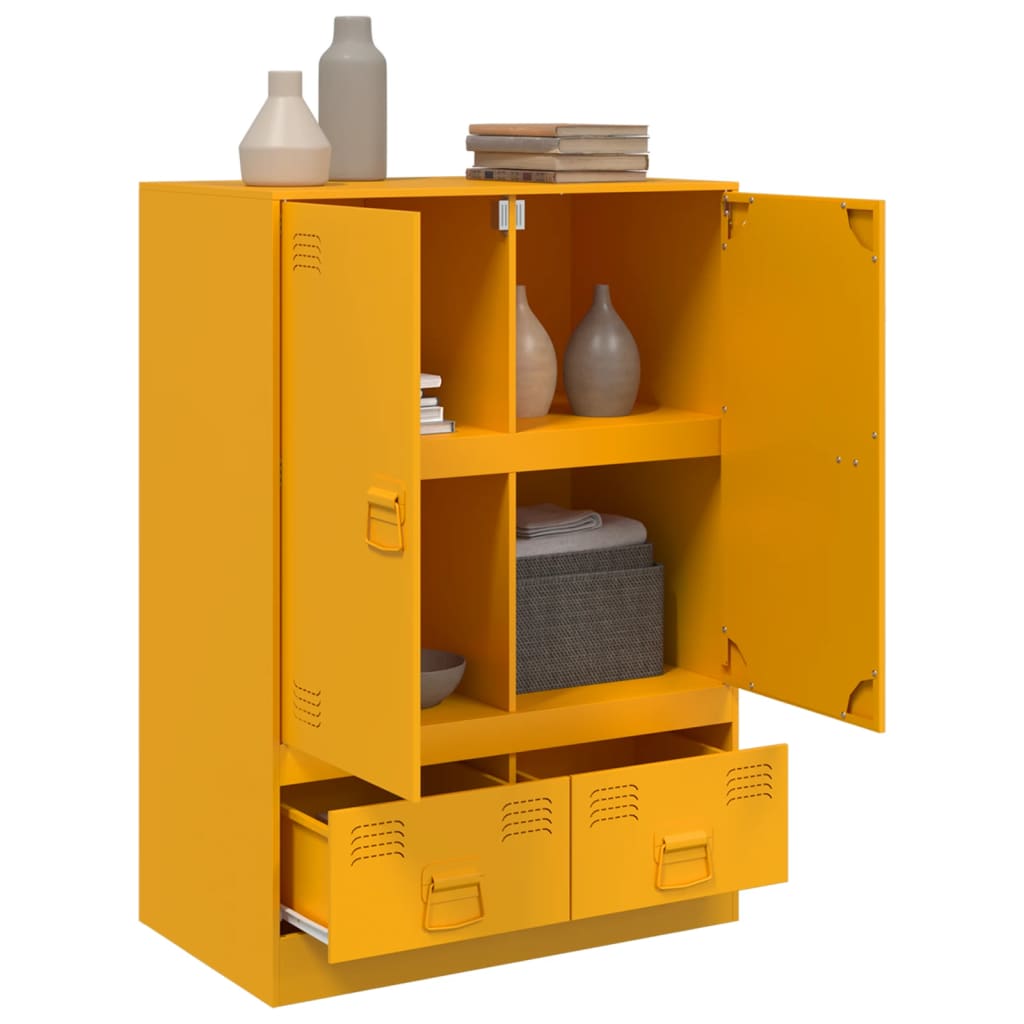 Buffet jaune moutarde 67x39x95 cm acier