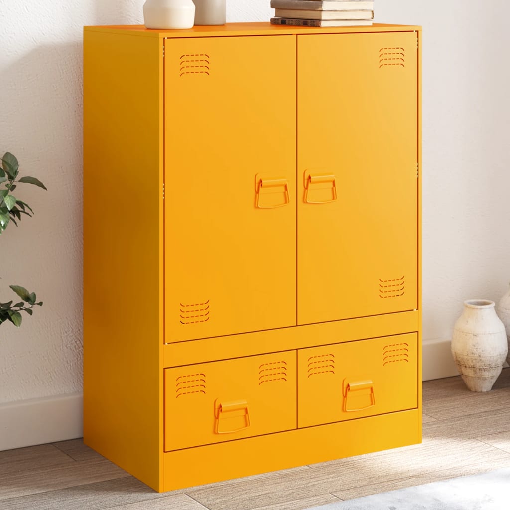 Buffet jaune moutarde 67x39x95 cm acier