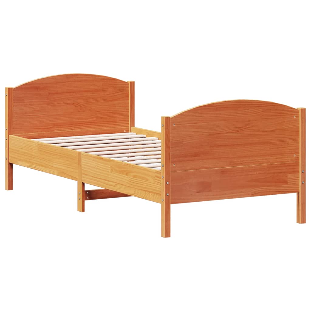 Cadre de lit sans matelas cire marron 100x200cm bois pin massif