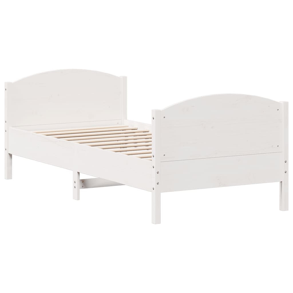 Bed frame without mattress white 90x200 cm solid pine wood