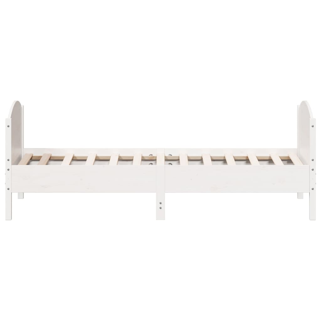 Bed frame without mattress white 90x200 cm solid pine wood