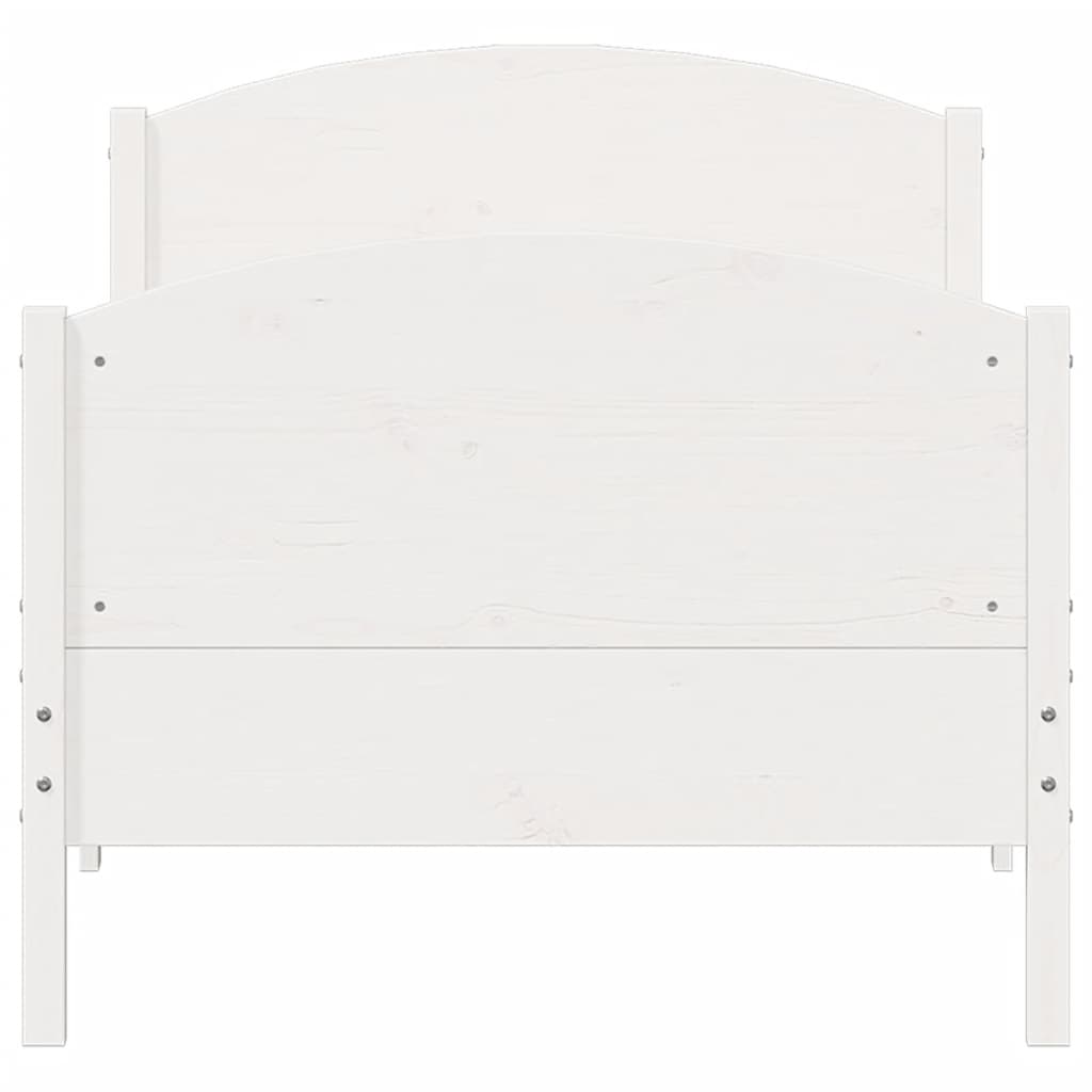 Bed frame without white mattress 75x190 cm solid pine wood