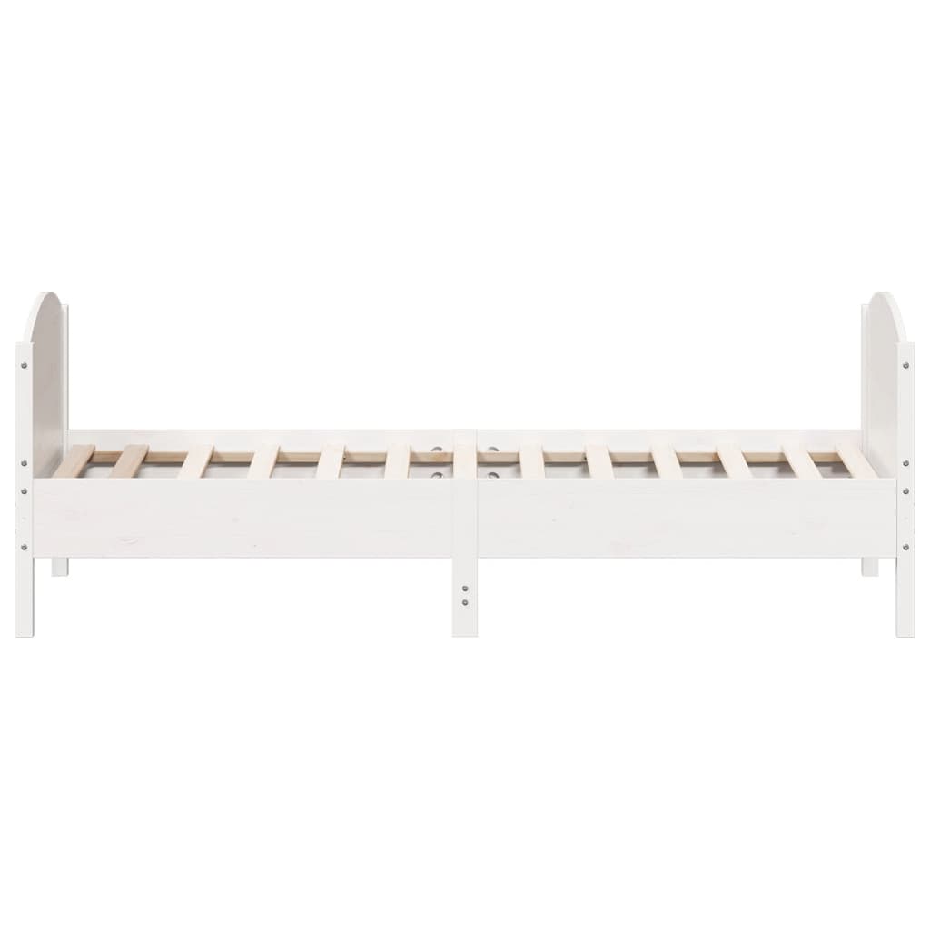 Bed frame without white mattress 75x190 cm solid pine wood