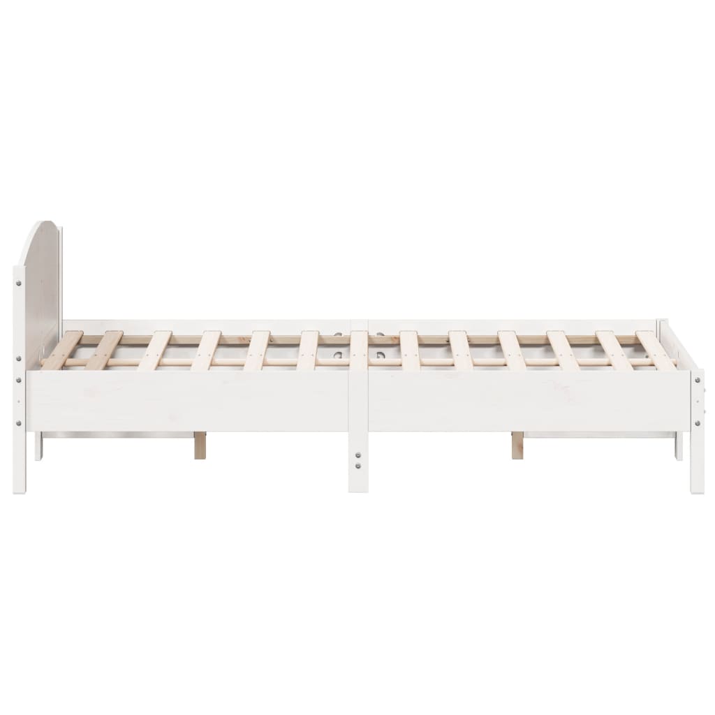 Bed frame without mattress white 140x200 cm solid pine wood