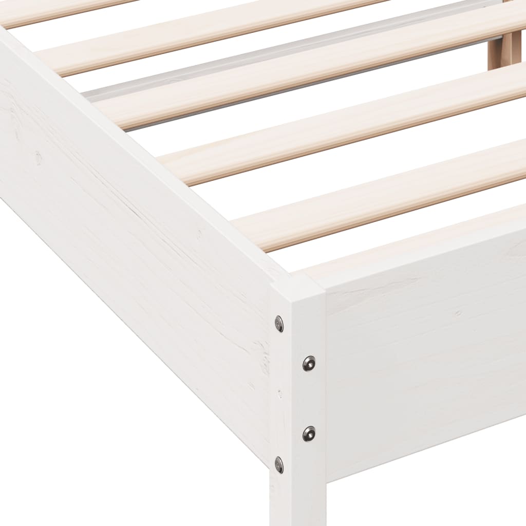 Bed frame without mattress white 140x200 cm solid pine wood