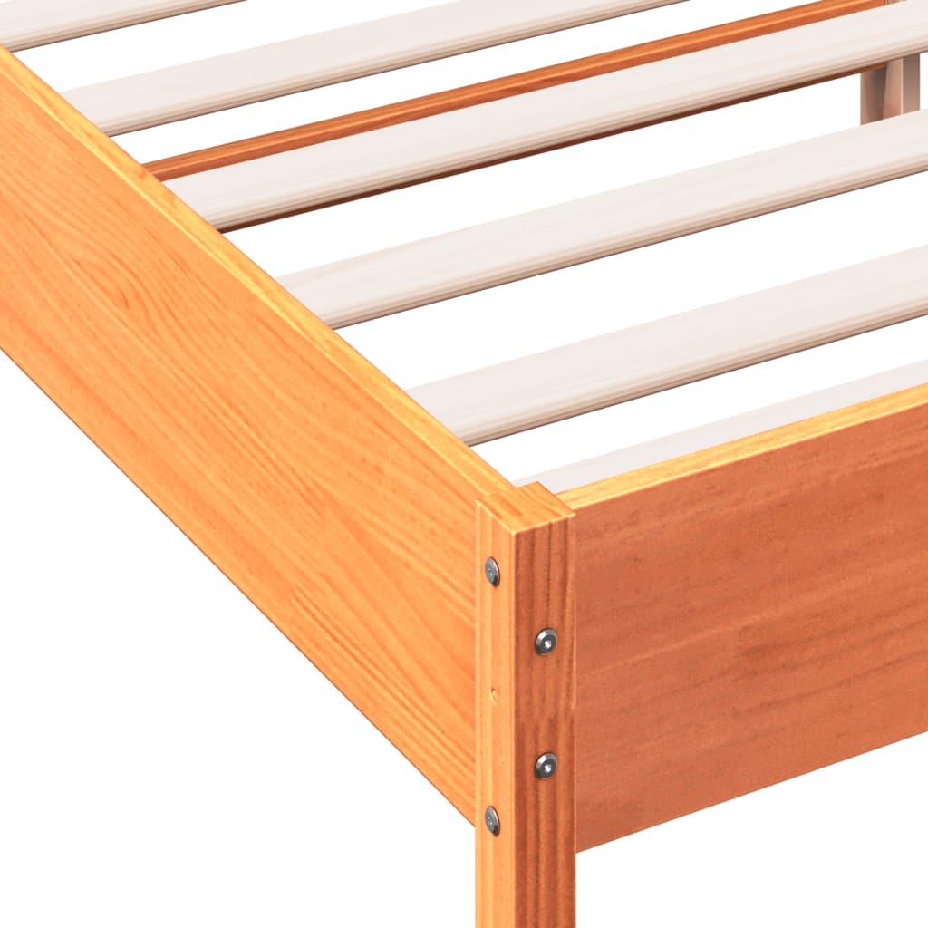 Bed frame without mattress brown wax 140x200cm solid pine wood