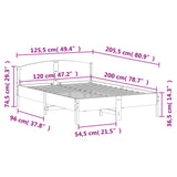 Bed frame without mattress 120x200 cm solid pine wood