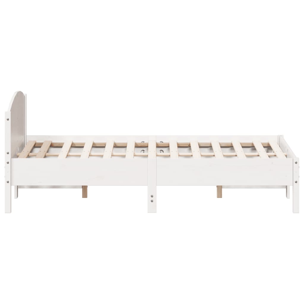 Cadre de lit sans matelas blanc 140x190 cm bois de pin massif