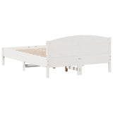 Bed frame without white mattress 140x190 cm solid pine wood