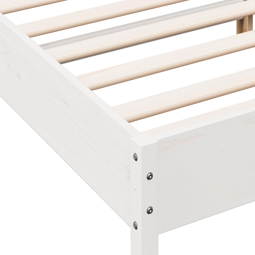 Bed frame without white mattress 140x190 cm solid pine wood