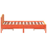 Bed frame without mattress brown wax 140x190cm solid pine wood