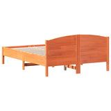 Bed frame without mattress brown wax 140x190cm solid pine wood