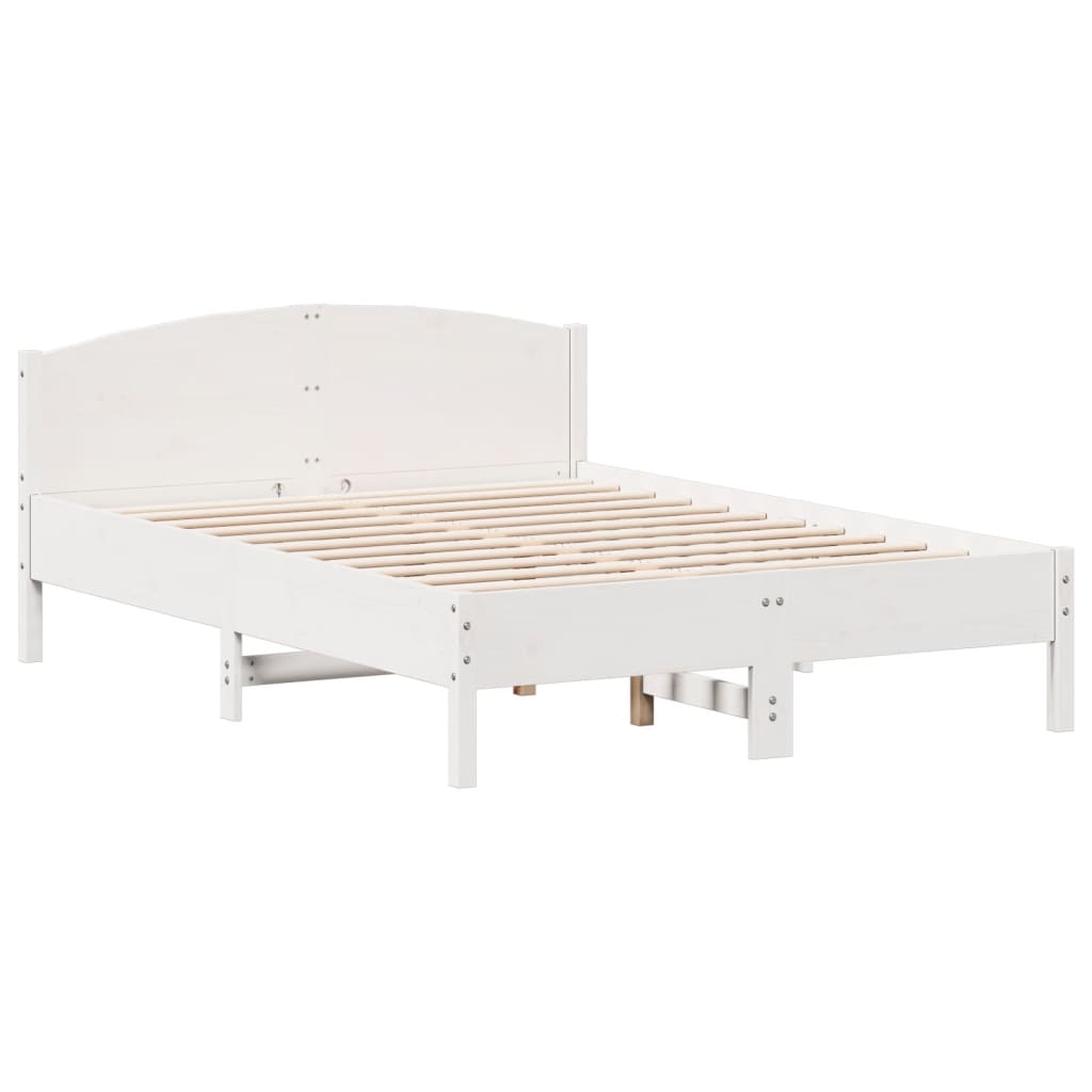 Bed frame without mattress white 135x190 cm solid pine wood