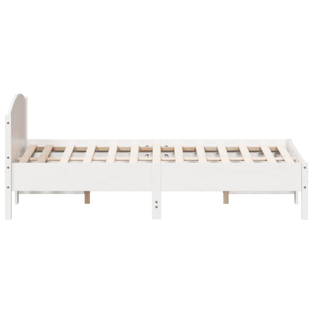 Bed frame without mattress white 135x190 cm solid pine wood