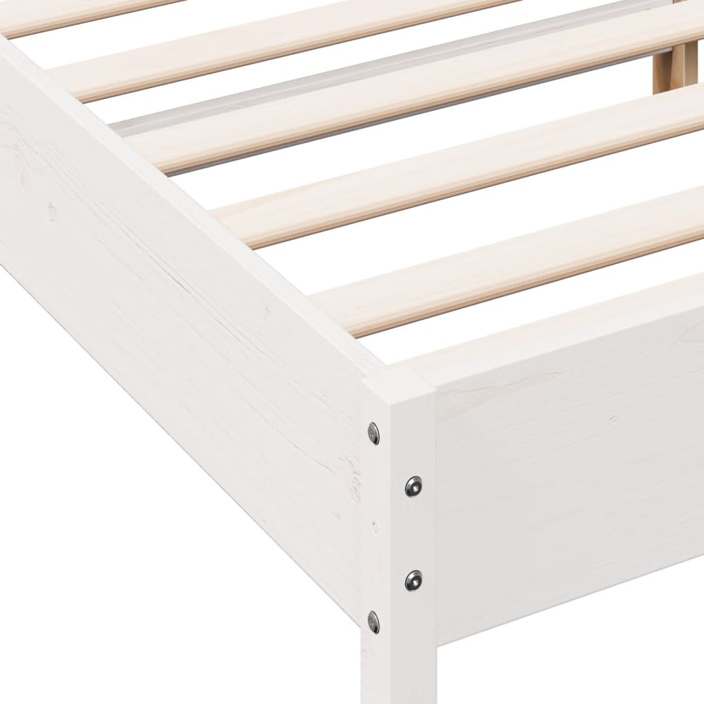 Bed frame without mattress white 135x190 cm solid pine wood