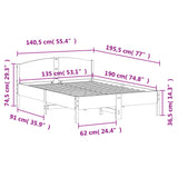 Bettgestell ohne weiße Matratze 135x190 cm aus massivem Kiefernholz