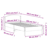 Bettgestell ohne Matratze 100x200 cm aus massivem Kiefernholz