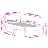 Bettgestell ohne Matratze weiß 100x200 cm aus massivem Kiefernholz