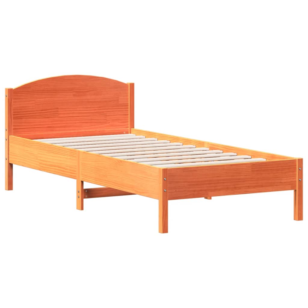 Cadre de lit sans matelas cire marron 100x200cm bois pin massif